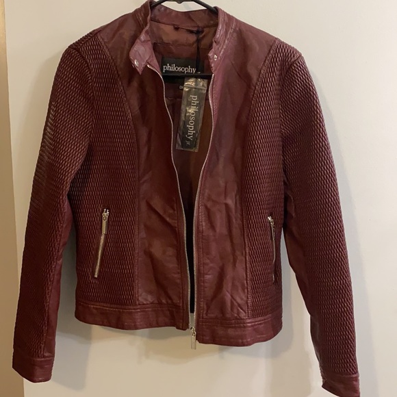 Philosophy Women’s Faux Leather Moto Jacket - Picture 8 of 12